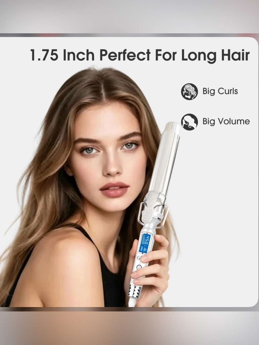 White 1.75" Curling Iron for Big Curls and Volume